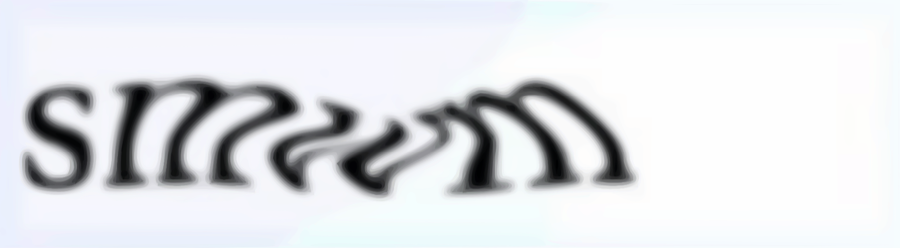 A word in a wavy, blurred and distorted typeface, of the kind used to tell people from programs